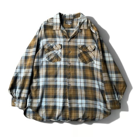 1960's "Viyella by Deacon Brothers" Wool / Cotton twill plaid pattern open collar shirt