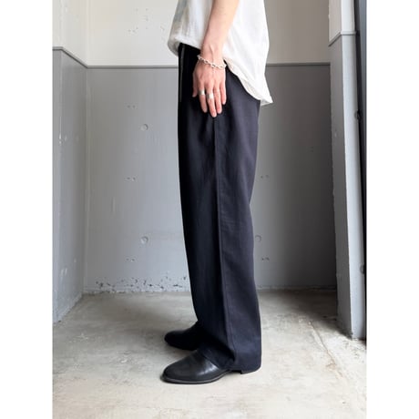 2000's "Eddie Bauer" Navy linen fabric 2tuck slacks pants