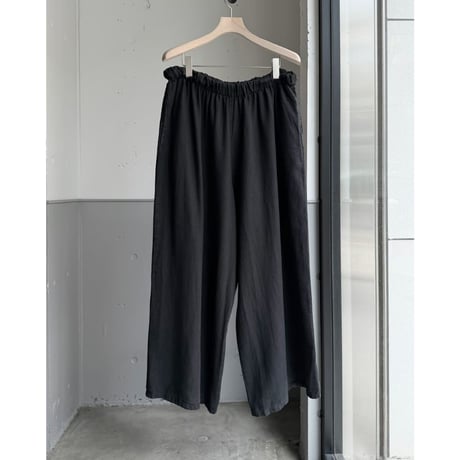 2000's Black Linen Fabric Extra Wide Silhouette Relaxing Pants