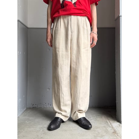 1990's Linen × Cotton fabric 3tuck slacks pants