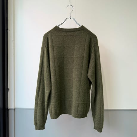 1990's-2000's 2Ply Cashmere plaid patterned crew neck knit sweater