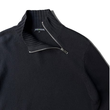 2000's "DKNY JEANS" Cashmere blend asymmetrical zipper knit sweater