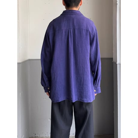 1990's Purple linen fabric long sleeve shirt