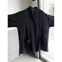 1990's "I BLUES by Max Mara" ITALY MADE Pure linen fabric shawl collar short sleeve shirt