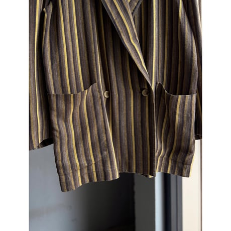 1980's Linen blend stripe patterned relaxing tailored jacket