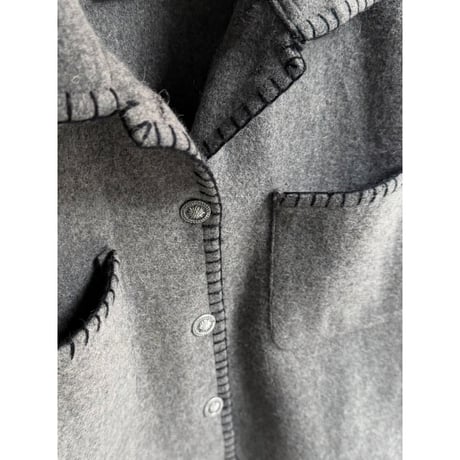 1990's Stitching Design Wool Blend Fabric Long Sleeve Shirt