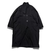 1980's Black cotton fabric wide silhouette raglan sleeve coat