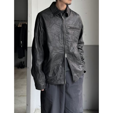 Double zipper Black Leather Jacket