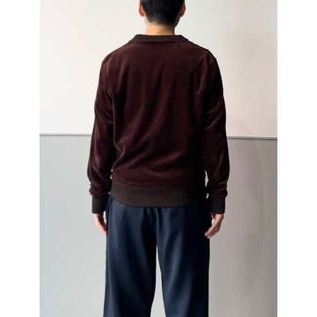 1980's "St.michael" CANADA MADE Velour & Ribbing V-neck pullover shirt