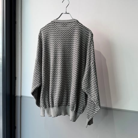 1990's ITALY MADE Cotton Blend Geometric Pattern Knit Sweater
