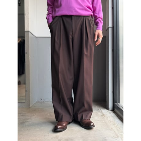 2000's ITALY wool fabric inverted pleats & wide silhouette slacks pants