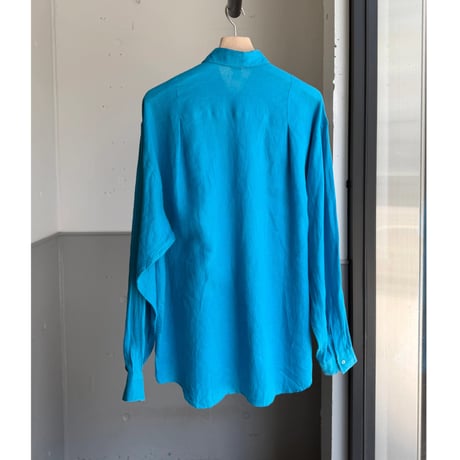 1980's-1990's "RICK PALLACK" Linen fabric pleated design shirt