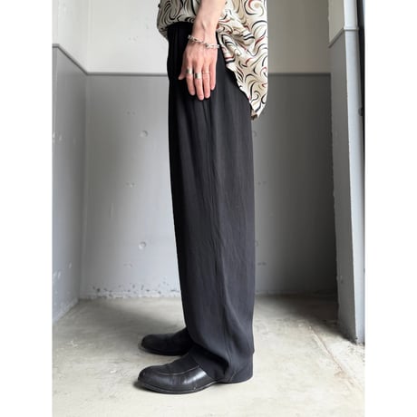 2000's〜 Black silk fabric 2tuck slacks pants