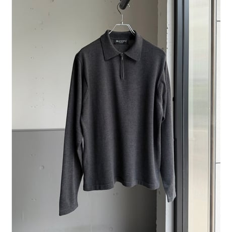 1990's-2000's Cotton blend zip-up knit pullover shirt