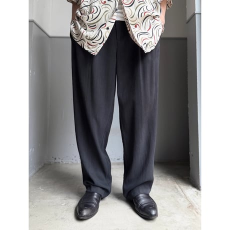 2000's〜 Black silk fabric 2tuck slacks pants