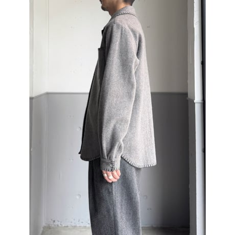 1990's Stitching Design Wool Blend Fabric Long Sleeve Shirt