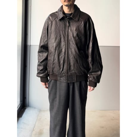 1990's-2000's Brown leather raglan sleeve drizzler jacket