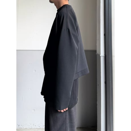 1980's-1990's Wide & Short silhouette collarless double-breasted jacket