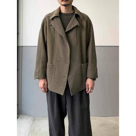 〜1990's Wool × Ribbed Jersey Switching Fabric Design Loop Collar Jacket