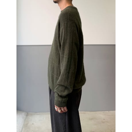 1990's-2000's 2Ply Cashmere plaid patterned crew neck knit sweater