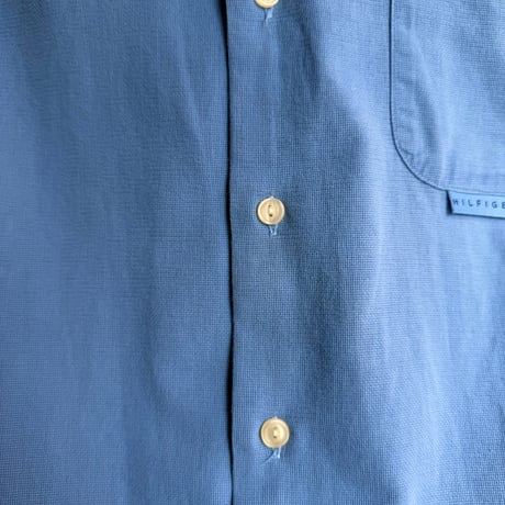 2000's "TOMMY HILFIGER" Panama weave open collar short sleeve shirt