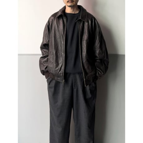 1990's-2000's Brown leather raglan sleeve drizzler jacket