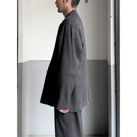 1990's Black nep silk fabric relaxing tailored jacket