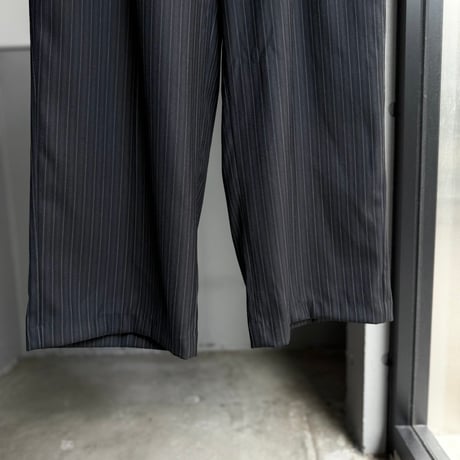 1990's-2000's Rayon blend inverted pleats & stripe wide silhouette slacks pants