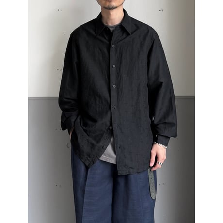 2000's "claiborne" Linen / Silk fabric embroidery design long sleeve shirt