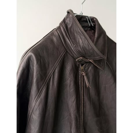 1990's-2000's Brown leather raglan sleeve drizzler jacket