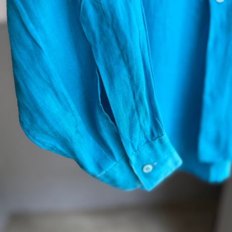 1980's-1990's "RICK PALLACK" Linen fabric pleated design shirt