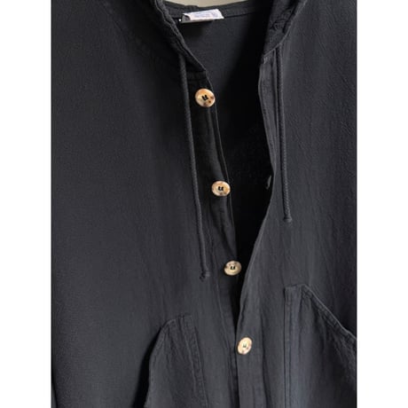 1990's Wide & Short Silhouette Cotton Hooded Shirt