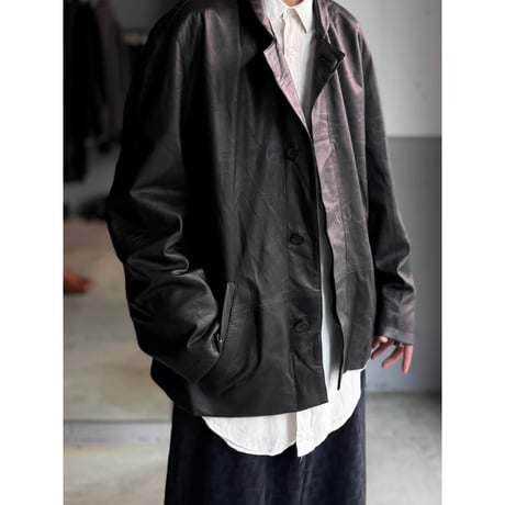 1990's Lamb leather 2way collar relaxing jacket