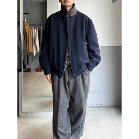 1980's-1990's "TEMPO EUROPA by LONDON FOG" CANADA MADE Leather switching design wool blend jacket