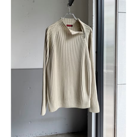 2000's〜 Asymmetrical zipper design rib knit sweater