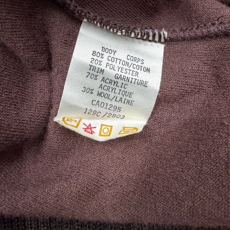 1980's "St.michael" CANADA MADE Velour & Ribbing V-neck pullover shirt