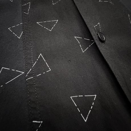 Early 1990's Black rayon fabric triangle printed long sleeve shirt