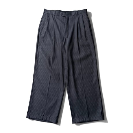 1990's-2000's Rayon blend inverted pleats & stripe wide silhouette slacks pants