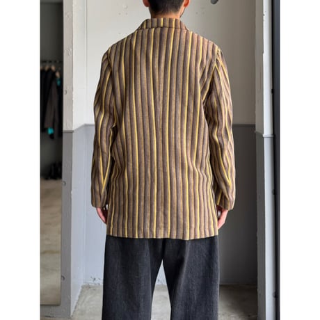 1980's Linen blend stripe patterned relaxing tailored jacket