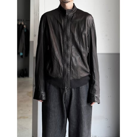 2000's Perforated Leather double zipper jacket