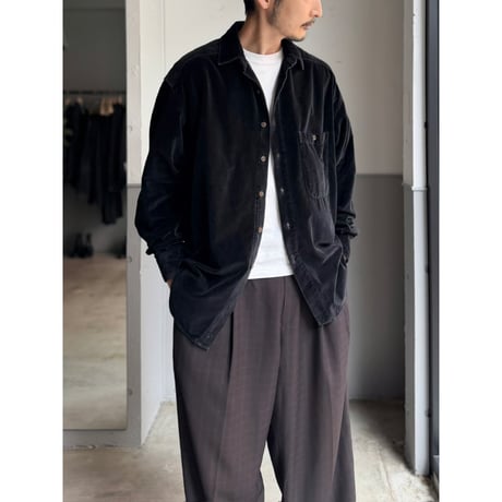 1980's-1990's Black cotton velvet long sleeve shirt