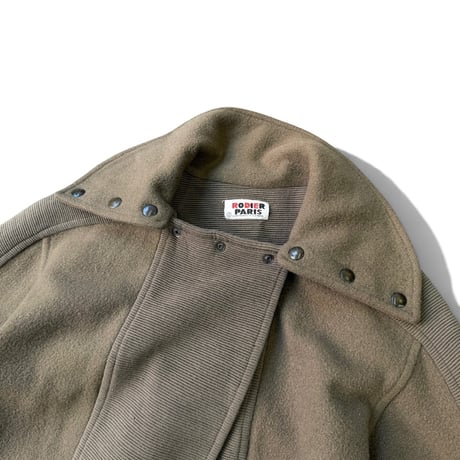 〜1990's Wool × Ribbed Jersey Switching Fabric Design Loop Collar Jacket