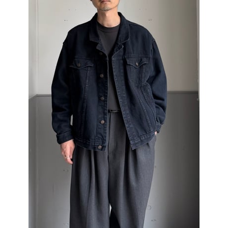 1990's CANADA MADE Blue black color 4pocket trucker jacket
