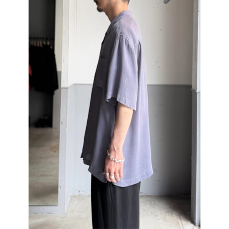 2000's Silk fabric open collar short sleeve shirt