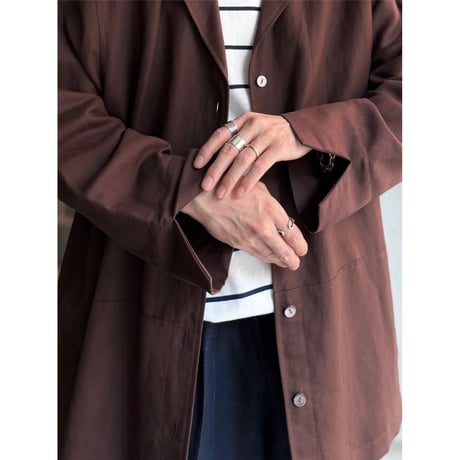 1990's-2000's Linen × Rayon Fabric Open Collar Shirt With Pocket
