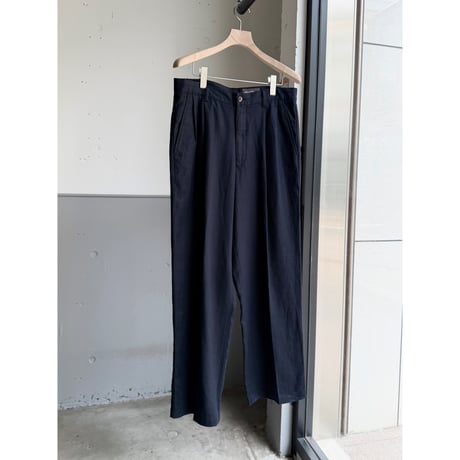 2000's "Eddie Bauer" Navy linen fabric 2tuck slacks pants