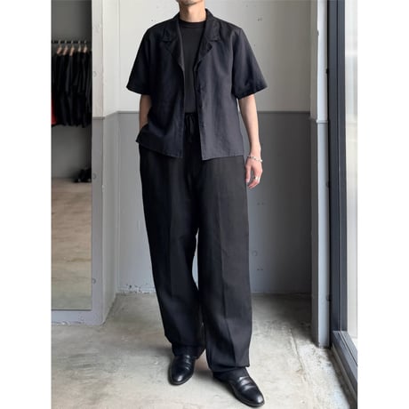 1980's-1990's Ramie × Cotton fabric Short length open collar shirt