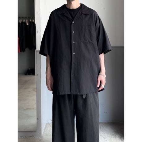 1990's-2000's "CLUB ROOM" Linen / Cotton fabric open collar shirt