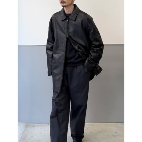 1990's-2000's Black Leather Double Zipper Coat