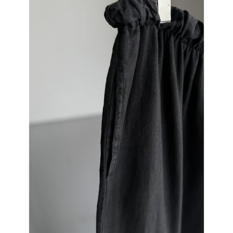 2000's Black Linen Fabric Extra Wide Silhouette Relaxing Pants